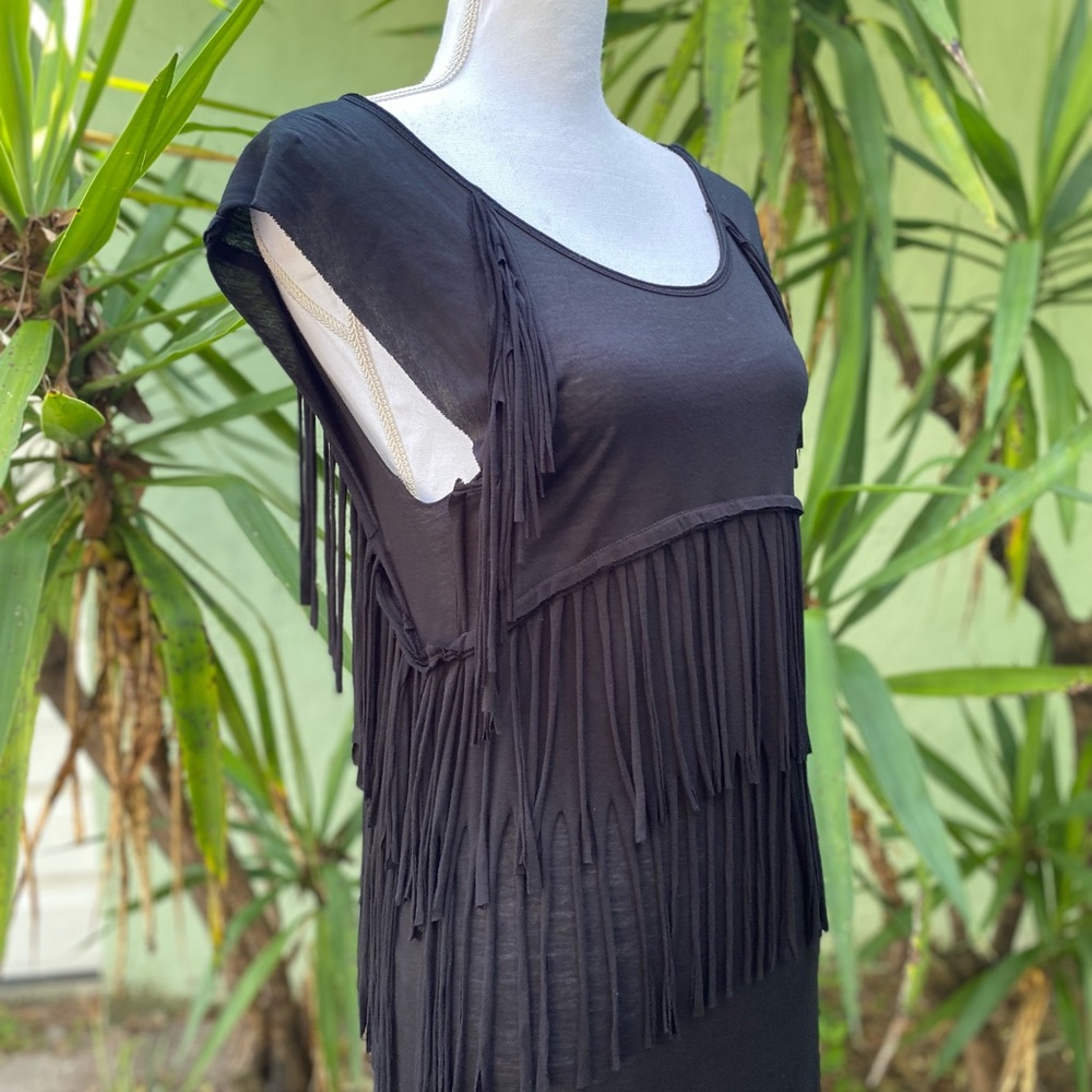 Fringe Boho Black Dress